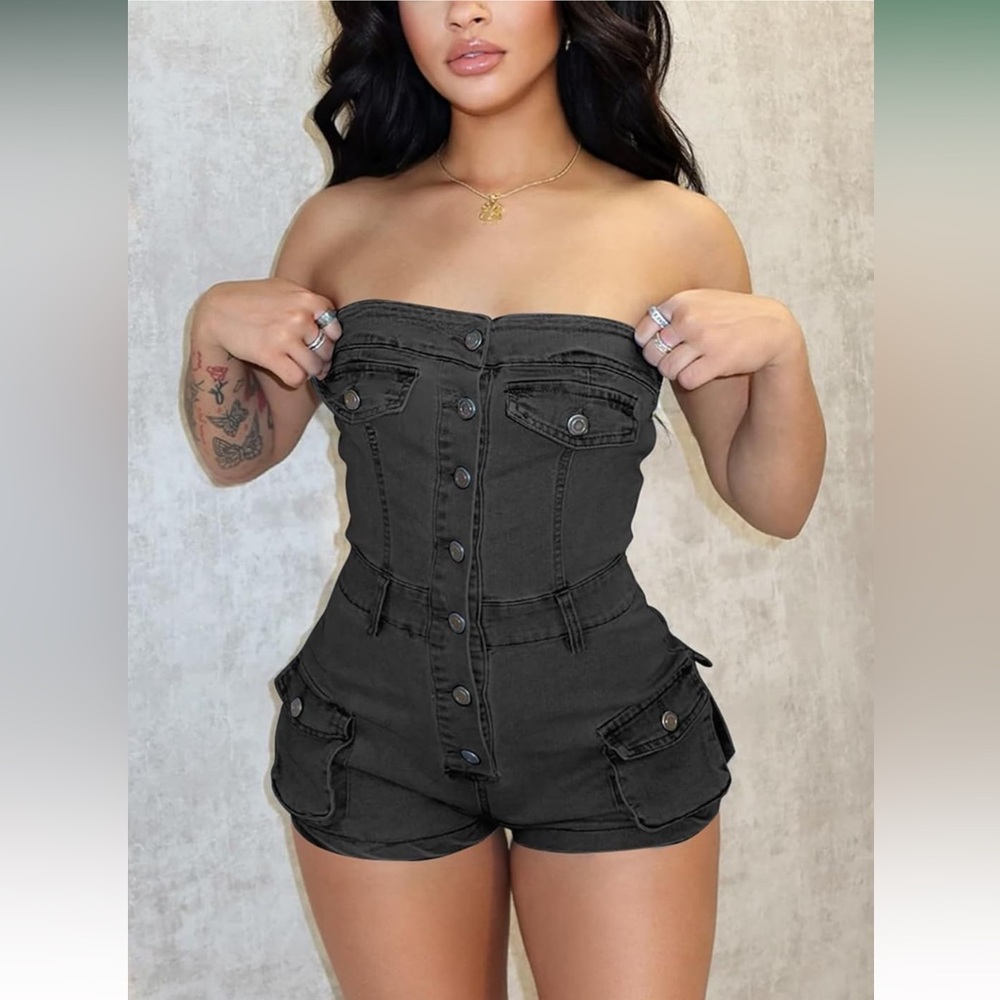 Acid wash Cargo Denim Jumpsuit